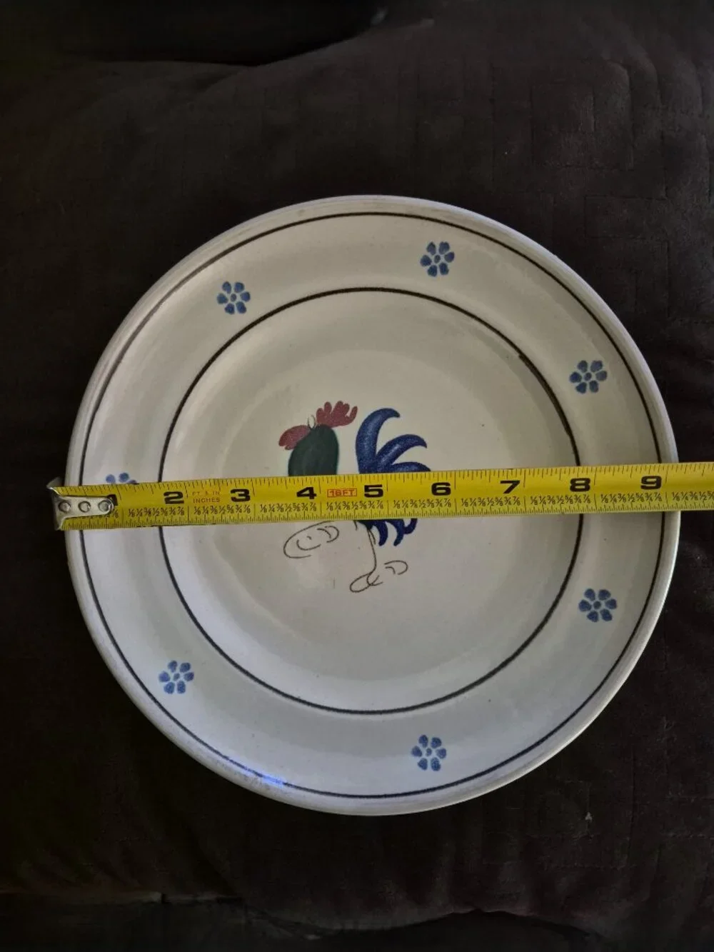 Handmade Ceramiche Nicola Fasano Grottaglie Rooster Plate Platter 9.25